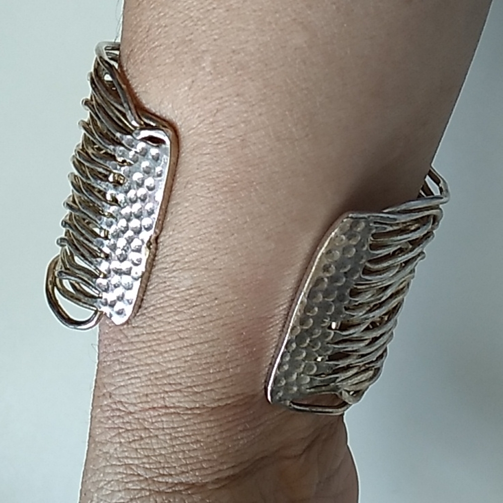 Vintage Silver Gold Tone, Cuff Bracelet - Picture 2 of 6